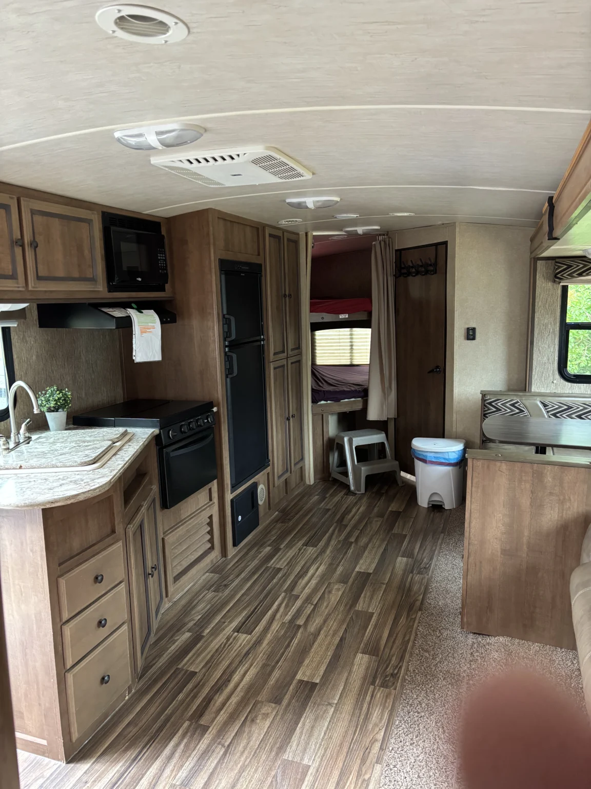 shadow cruiser bunks and kitchen