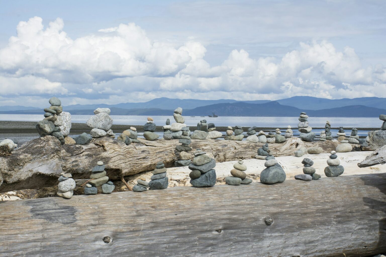 Inukshuks on the beach in Parksville